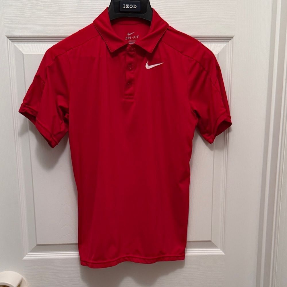 Nike Youth Boys Dri-Fit Polo Shirt in Vibrant Red